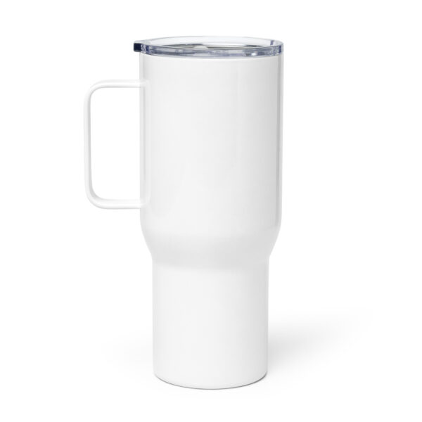 "Live, Buy, Build" Travel mug with a handle