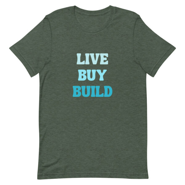 "Live, Buy, Build" (Dark) Unisex t-shirt - Image 7