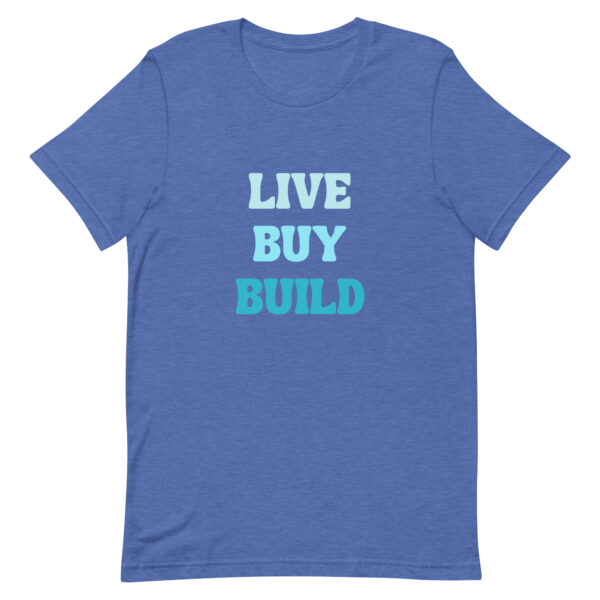 "Live, Buy, Build" (Dark) Unisex t-shirt - Image 11